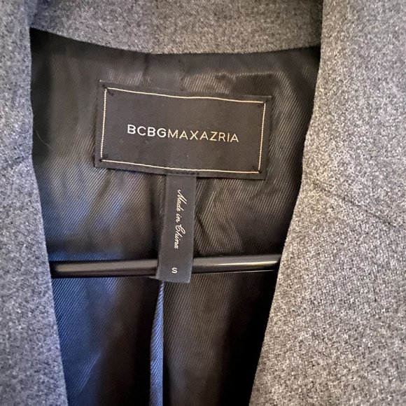 BCBGMaxazria Jaxson Pom-Pom Trench Coat S Grey and Multi Colored - Picture 3 of 5